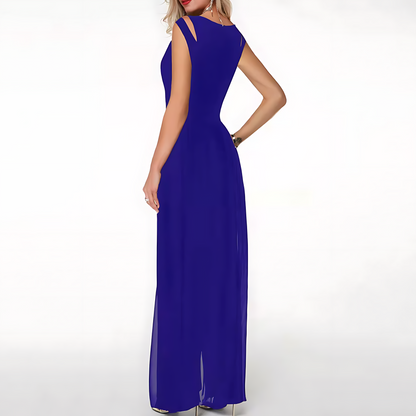 Yulia | Elegante mouwloze chiffon uitgesneden jumpsuit