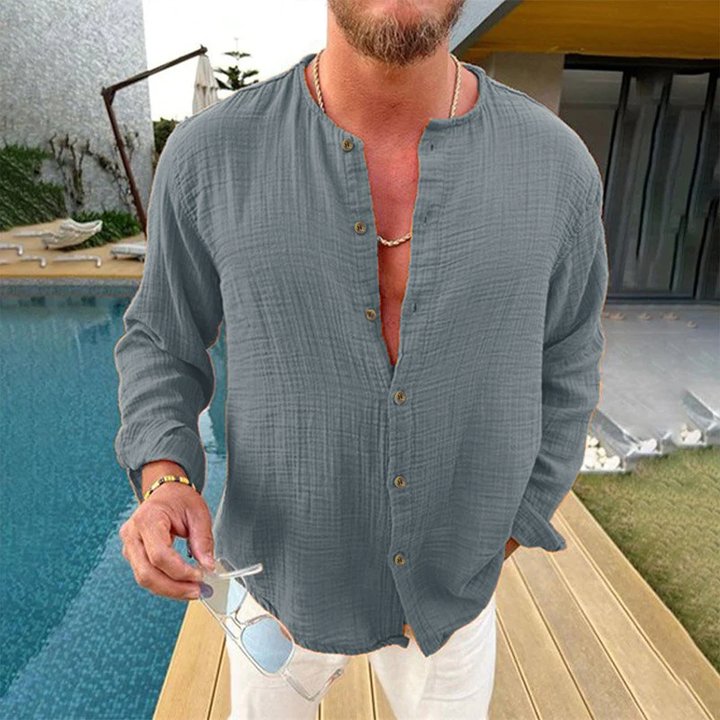 Craig | Klassiek katoenen en linnen overhemd met lange mouwen