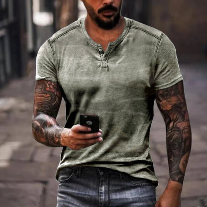 Alfie | Casual Henley Kraag T-shirt Korte Mouw