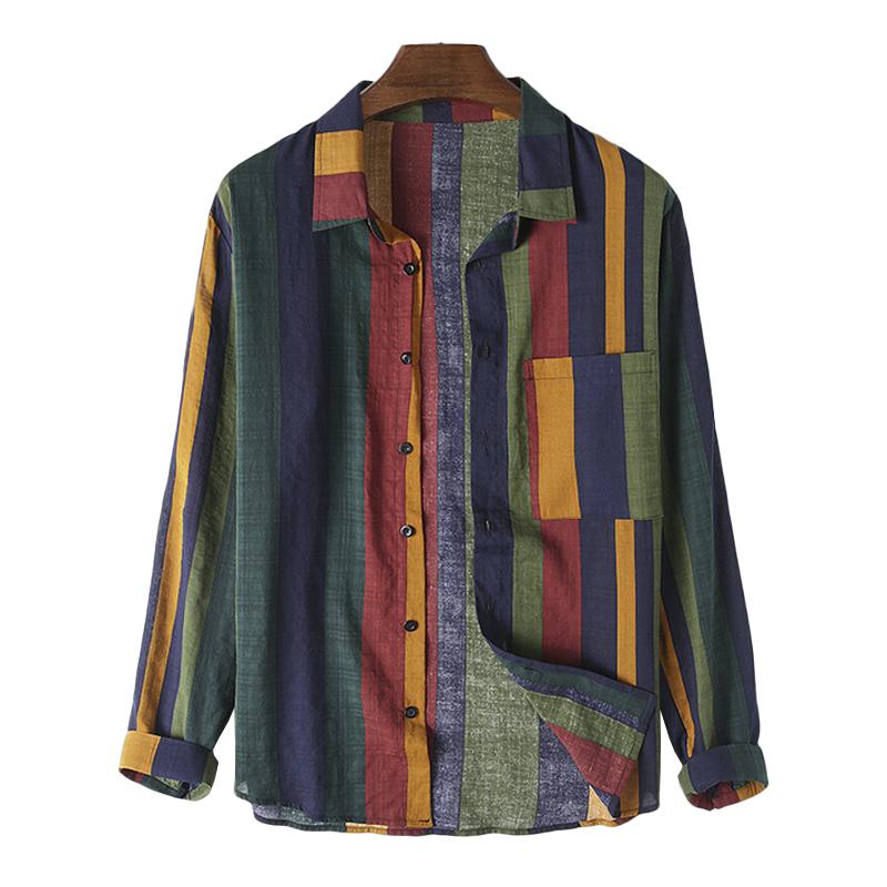 Fletcher | Casual Kleur Contrast Streep Lange Mouw Shirt