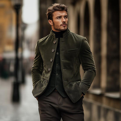 Arnulfo | Retro slim fit blazer met opstaande kraag