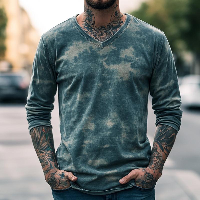 Michal | Casual tie-dyed t-shirt met lange mouwen