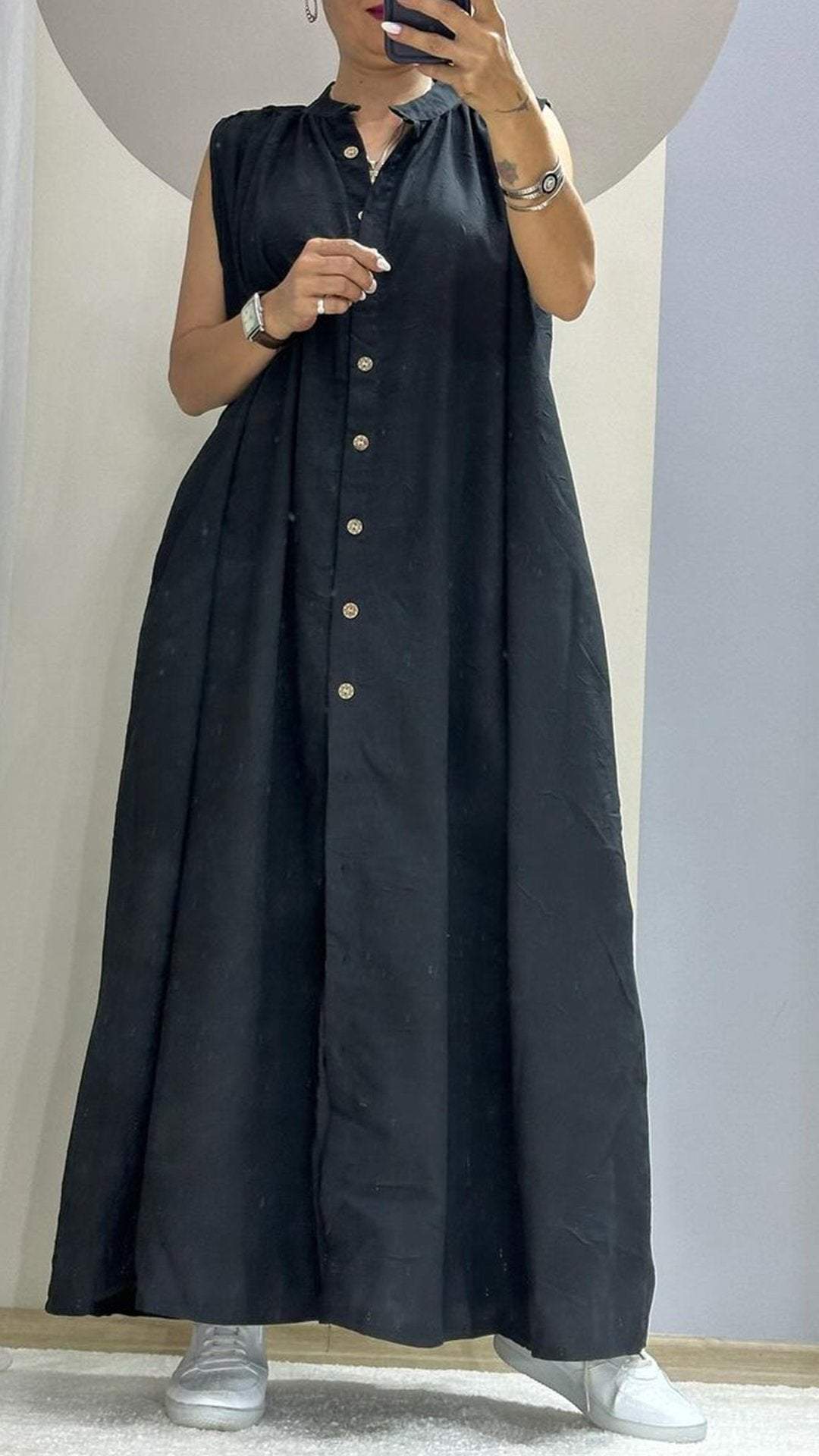 Zainab | Ronde Hals Mouwloze Casual Maxi Dress