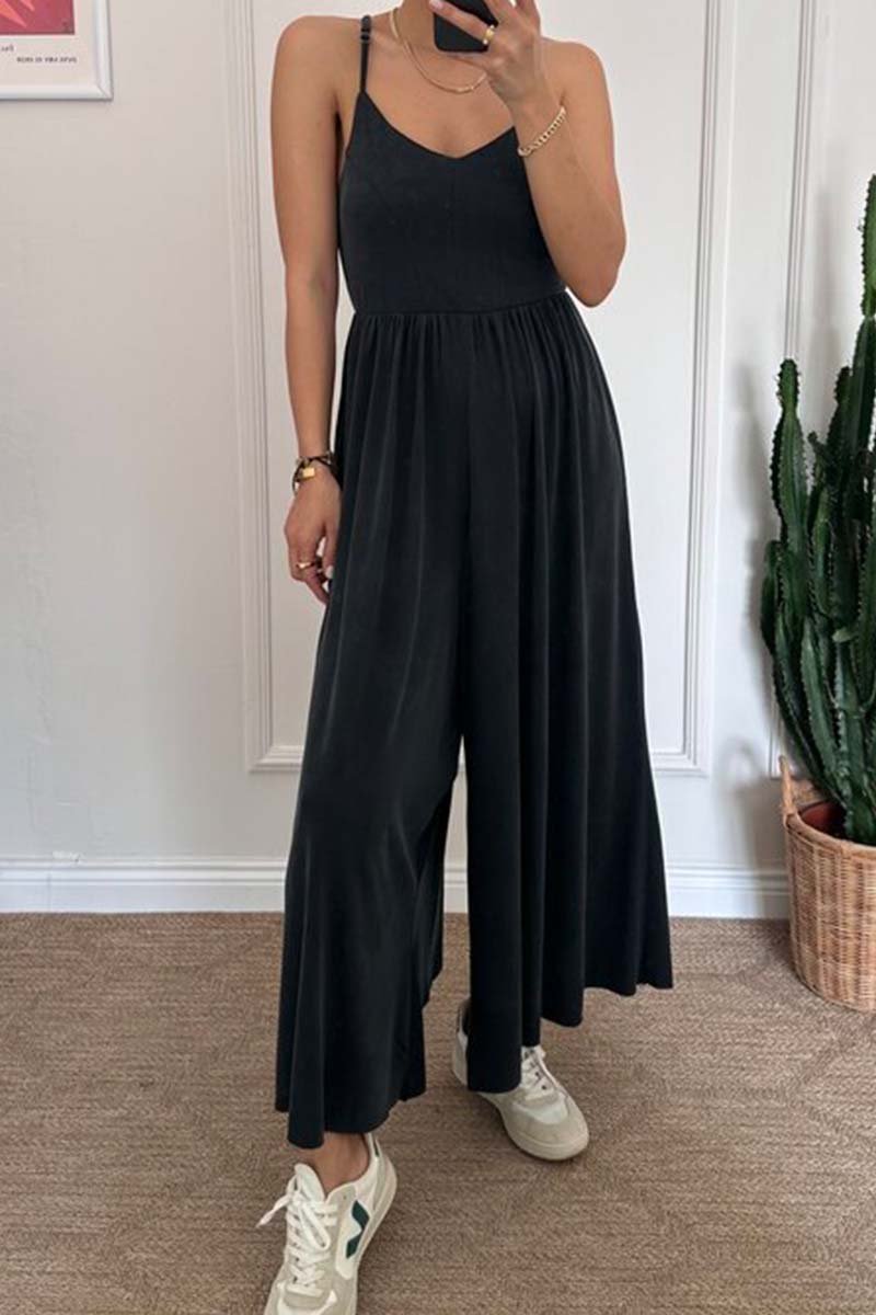 Rina | Casual effen kleur jarretel jumpsuit