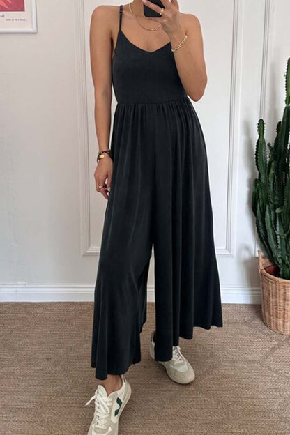 Rina | Casual effen kleur jarretel jumpsuit