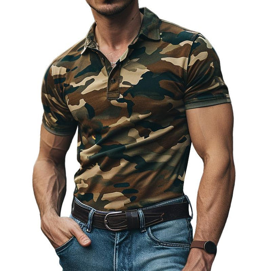 Nolan | Casual Camouflage Poloshirt met korte mouwen