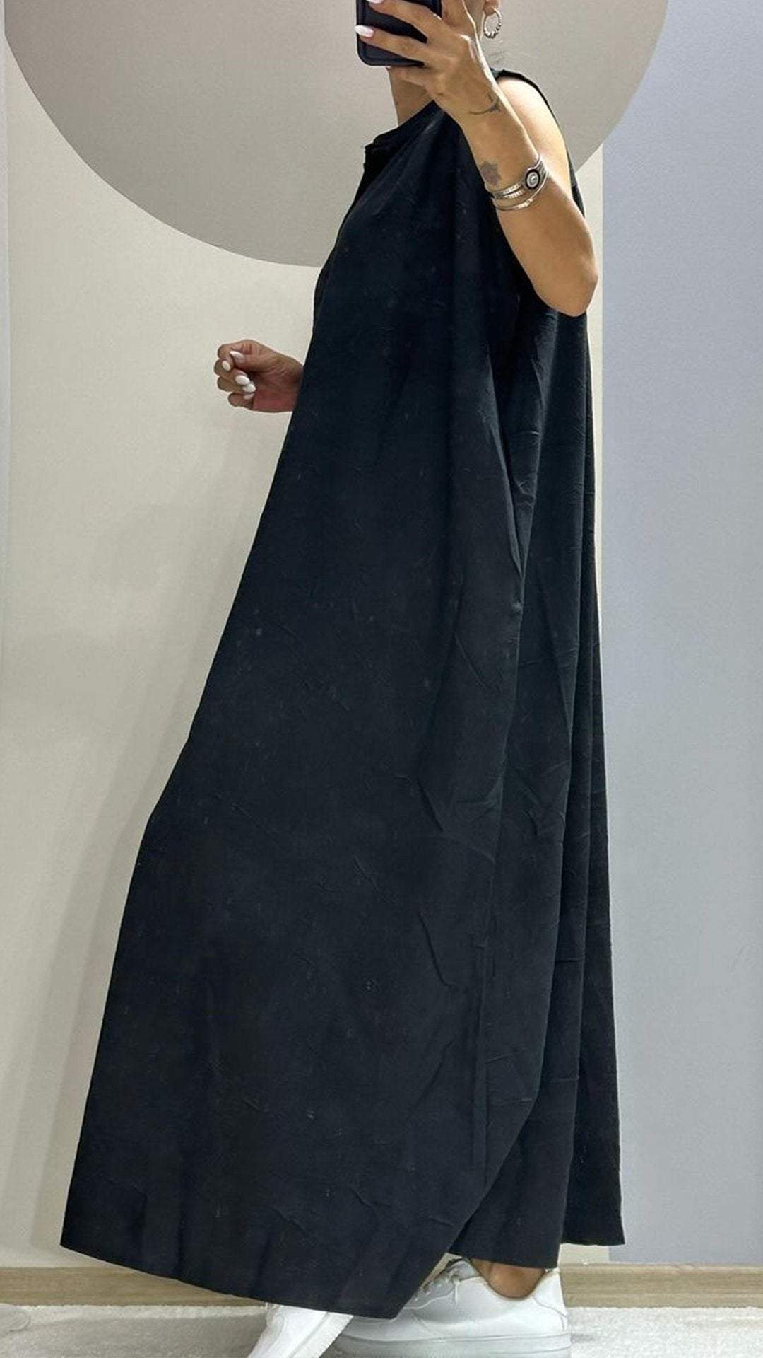 Zainab | Ronde Hals Mouwloze Casual Maxi Dress