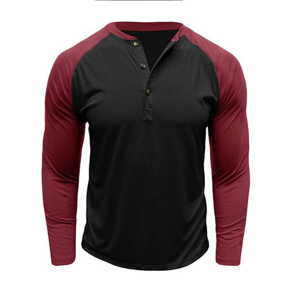 Dimitri | Casual colourblock Henley kraag slim fit T-shirt