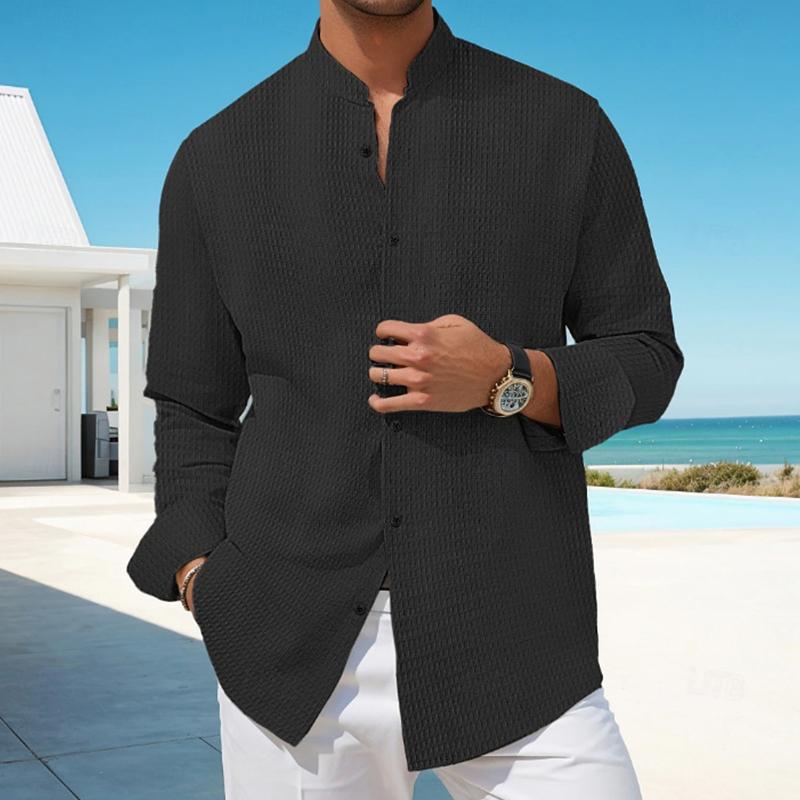 Parker | Elegant Wafel Slim Fit Overhemd met lange mouwen