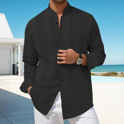 Parker | Elegant Wafel Slim Fit Overhemd met lange mouwen