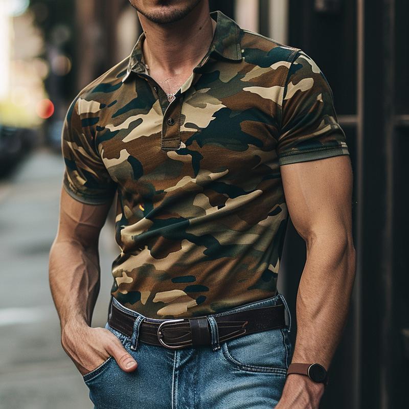 Nolan | Casual Camouflage Poloshirt met korte mouwen