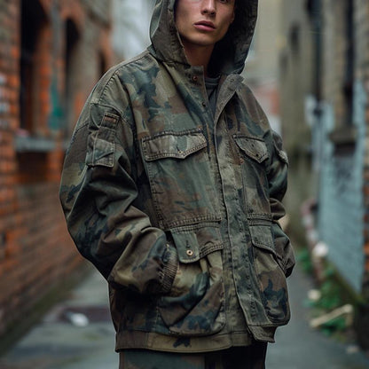 Ulisse | Camouflage jas met capuchon en meerdere zakken