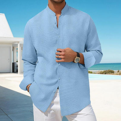 Parker | Elegant Wafel Slim Fit Overhemd met lange mouwen