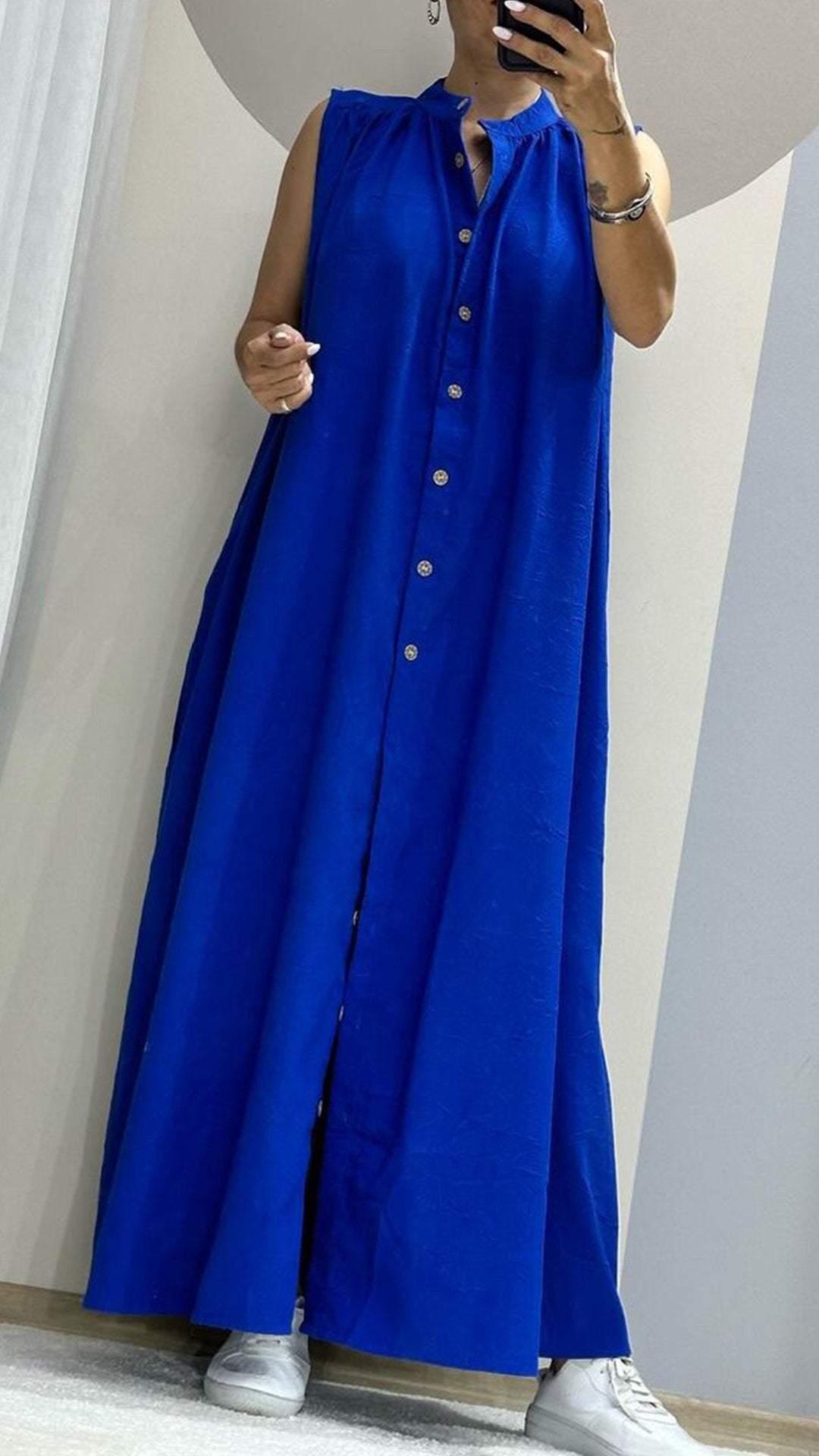 Zainab | Ronde Hals Mouwloze Casual Maxi Dress