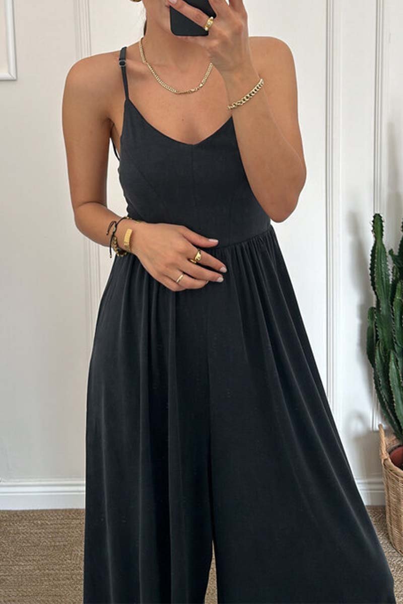 Rina | Casual effen kleur jarretel jumpsuit