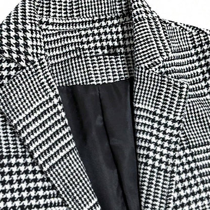 Rohan | Klassieke halflange jas in houndstooth-stijl