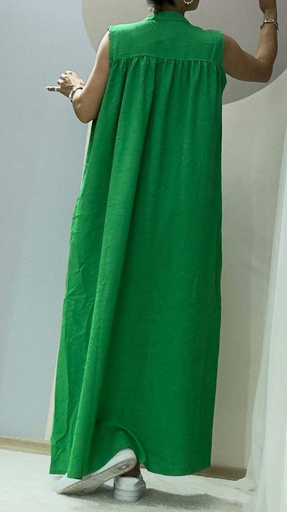 Zainab | Ronde Hals Mouwloze Casual Maxi Dress