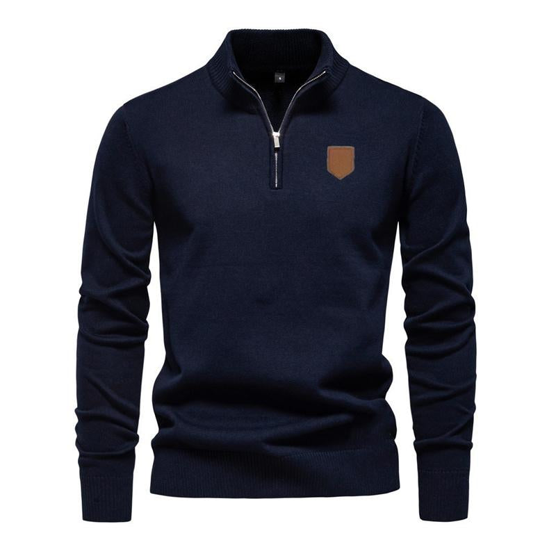 Leandro | Tijdloos Half Rits Staande Kraag T-shirt met lange mouwen