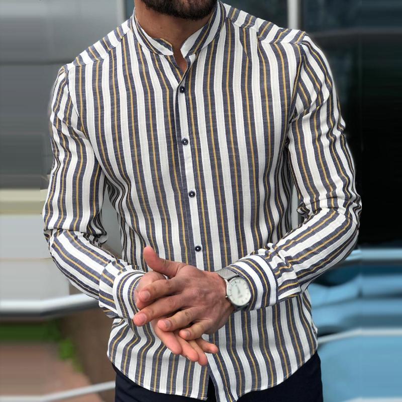 Tobias | Retro Casual Gestreept Overhemd Met Lange Mouwen