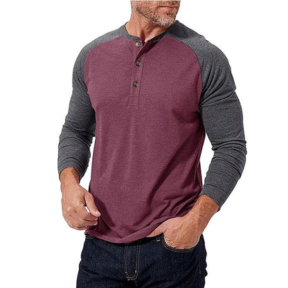 Dimitri | Casual colourblock Henley kraag slim fit T-shirt