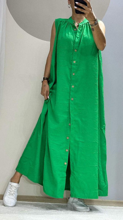 Zainab | Ronde Hals Mouwloze Casual Maxi Dress