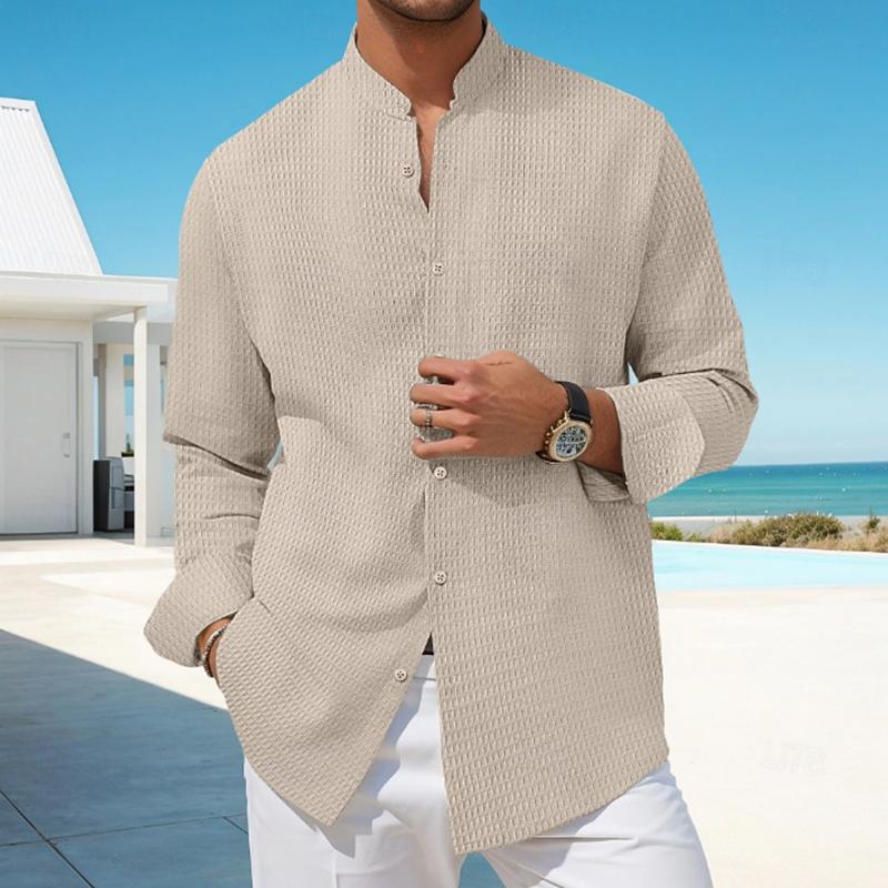 Parker | Elegant Wafel Slim Fit Overhemd met lange mouwen