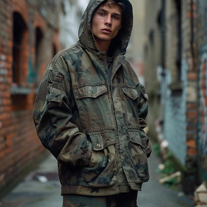 Ulisse | Camouflage jas met capuchon en meerdere zakken