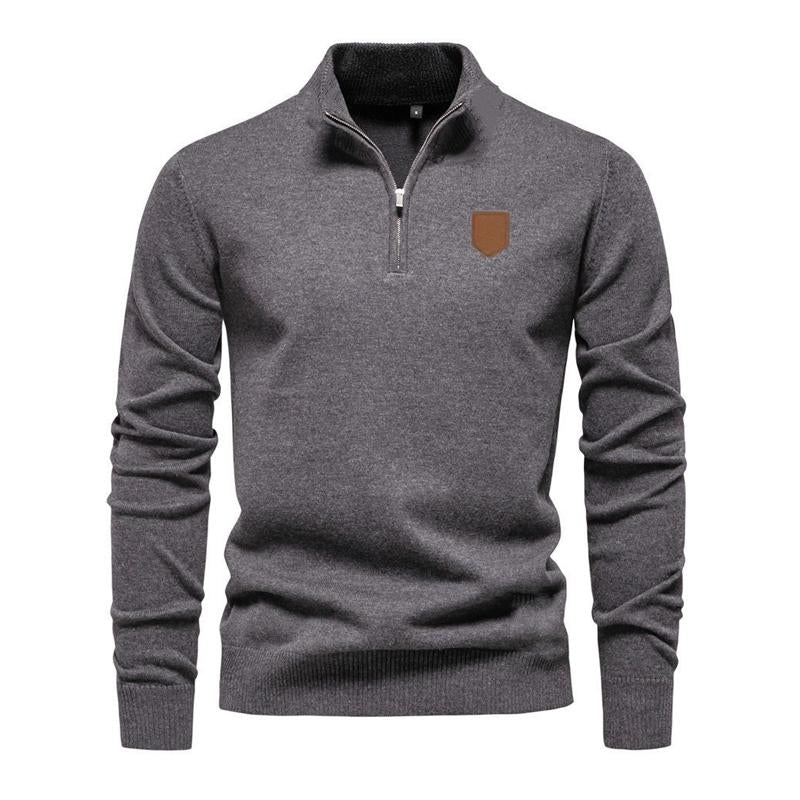 Leandro | Tijdloos Half Rits Staande Kraag T-shirt met lange mouwen