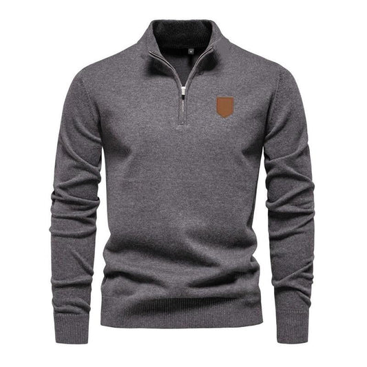 Leandro | Tijdloos Half Rits Staande Kraag T-shirt met lange mouwen