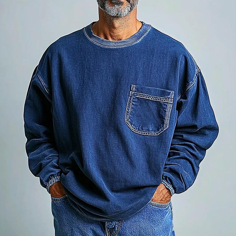 Lieuwe | Casual oversized denim trui voor mannen
