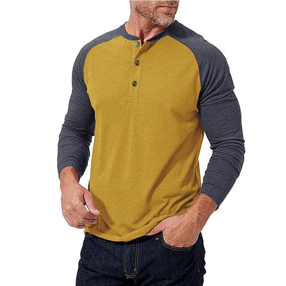 Dimitri | Casual colourblock Henley kraag slim fit T-shirt