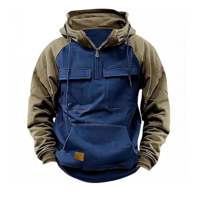 Troy | Kleurblok Cargo Hoodie met Raglanmouwen