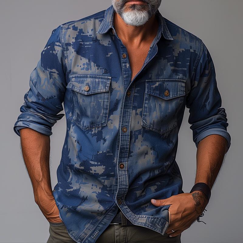 Kian | Camouflage revers borstzak overhemd