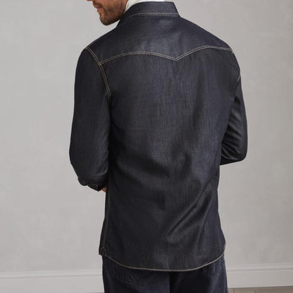 Mats | Retro denim overhemd met lange mouwen