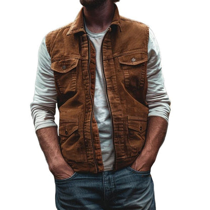 Stein | Corduroy mouwloos vest met rits