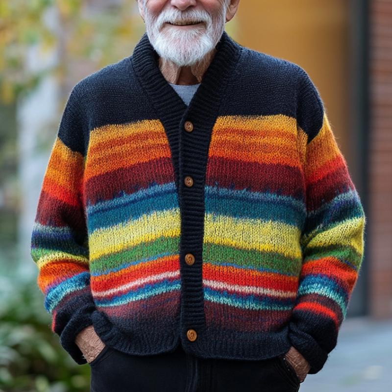 Aleksei | Retro Kleur Gestreept Gebreid Vest