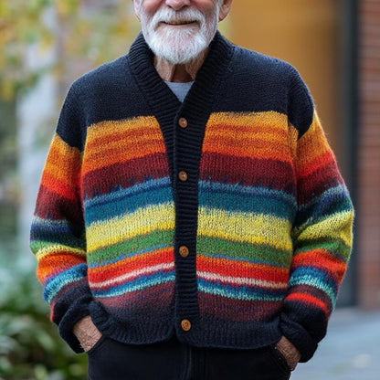 Aleksei | Retro Kleur Gestreept Gebreid Vest