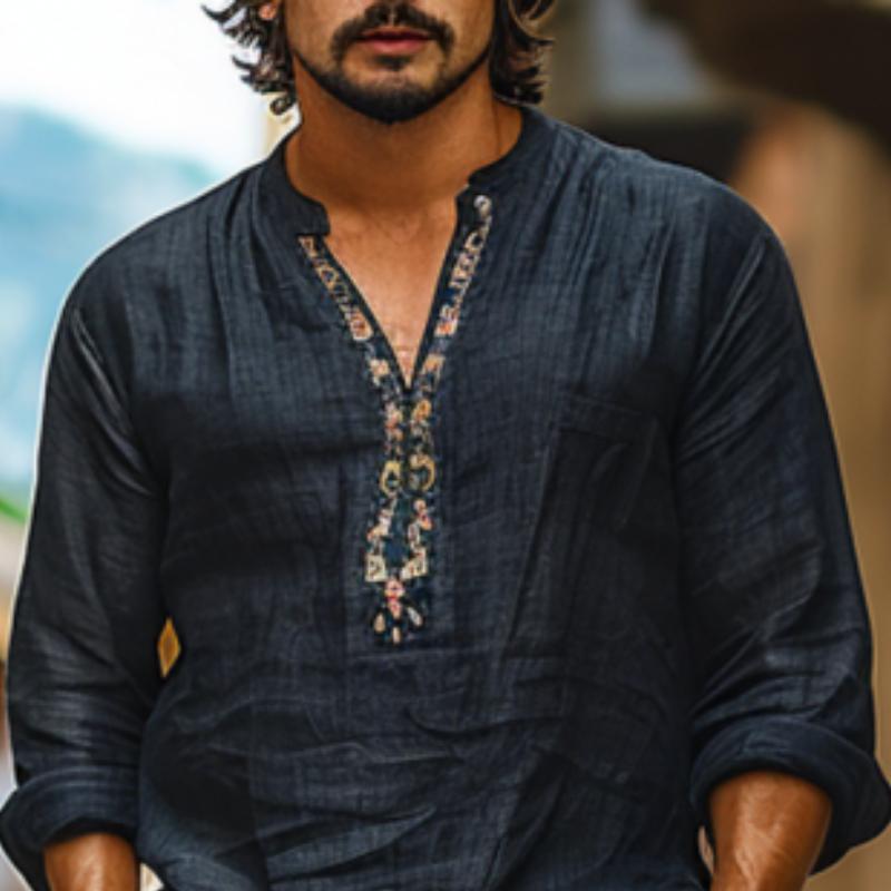 Xander | Stijlvol gedrukt shirt met lange mouwen met V-hals