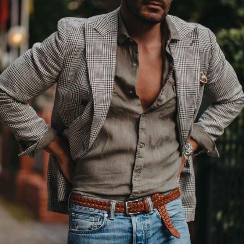 Frudo | Casual elegantie lichtgrijze blazer