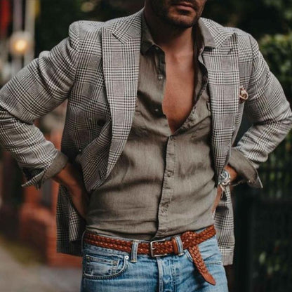 Frudo | Casual elegantie lichtgrijze blazer