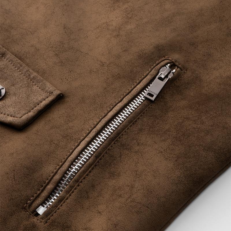 Stanley | Retro Schuine Rits Leren Jasje