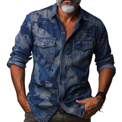 Kian | Camouflage revers borstzak overhemd