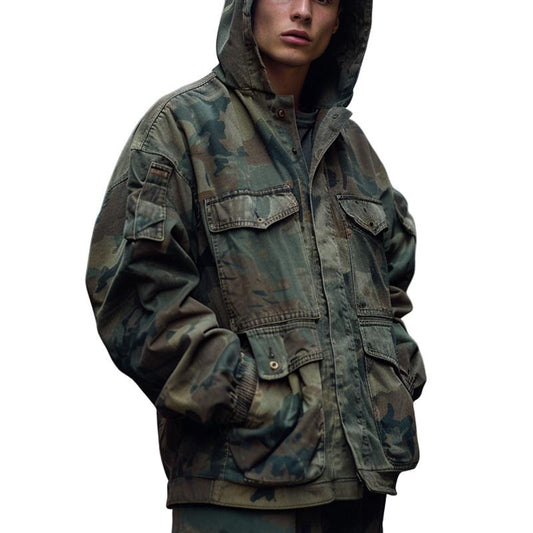 Ulisse | Camouflage jas met capuchon en meerdere zakken