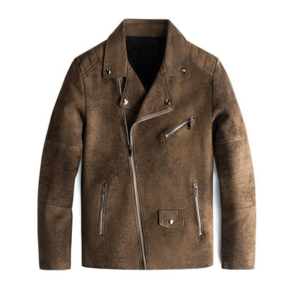 Stanley | Retro Schuine Rits Leren Jasje