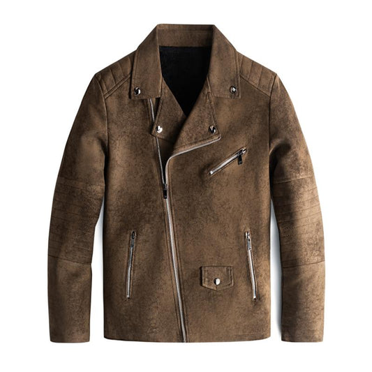 Stanley | Retro Schuine Rits Leren Jasje