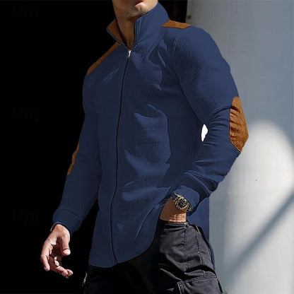 Nash | Trendy Rits Staande Kraag Shirt met Lange Mouw