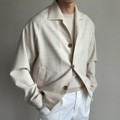 Haral | Relaxed dun crèmekleurig blazerjasje