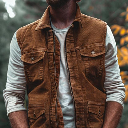 Stein | Corduroy mouwloos vest met rits