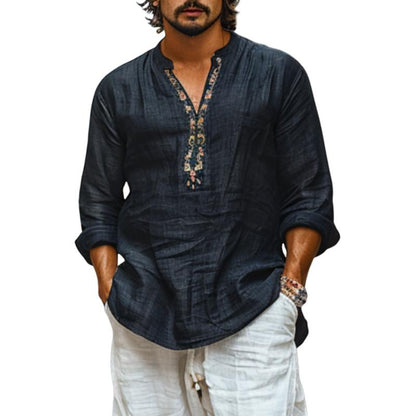 Xander | Stijlvol gedrukt shirt met lange mouwen met V-hals