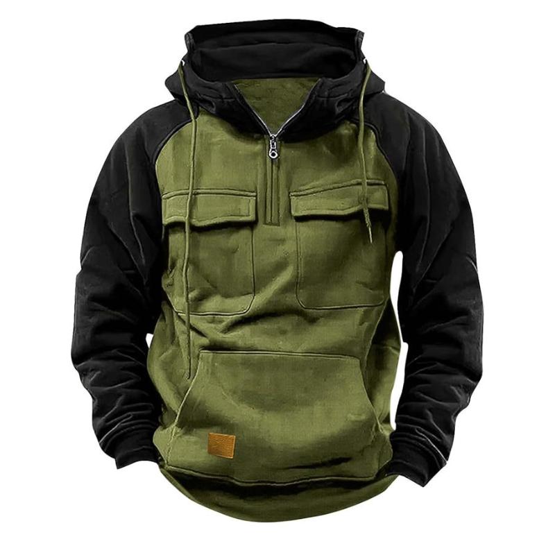 Troy | Kleurblok Cargo Hoodie met Raglanmouwen